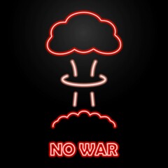 nuclear explosion neon sign, modern glowing banner design, colorful modern design trends on black background. Vector illustration.