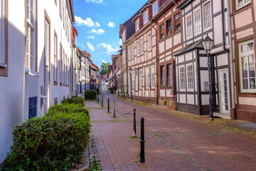Impressionen der schönen alten Rattenfänger- Stadt Hameln in Niedersachsen. An einem warmen Tag im Mai aufgenommen.