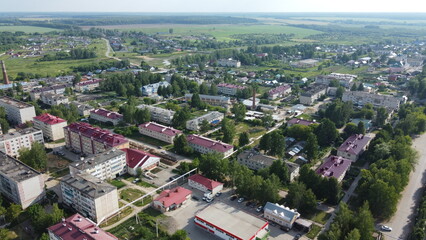 Obraz premium Summer photo of a green village from quadrocopter
