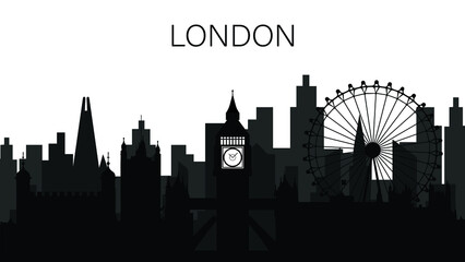 Obraz premium London skyline illustration, tourist sites, city.