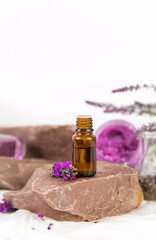 Spa cosmetics with lavender extract. Selective focus.