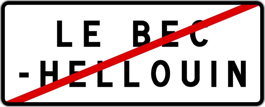 Panneau sortie ville agglom&eacute;ration Le Bec-Hellouin / Town exit sign Le Bec-Hellouin
