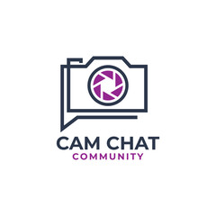 Abstract Camera Chat with Lines Stylish Minimalist Logo Design