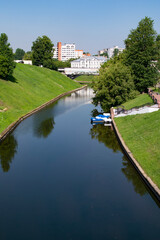 Fototapeta na wymiar Vitebsk, Belarus - JUNE 26, 2022 : Vitebsk City Skyline. The Vitba River.