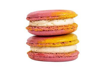 Banana Cheese Macarons Isolated on White Background With Clipping Path