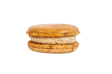 Earl Grey Honey Macarons Isolated on White Background With Clipping Path