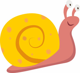Cute cartoon illustration of a snail on a white background. The character of the snail. Vector illustration of a snail. The idea for a logo,coloring books, magazines, printing on clothes, advertising.