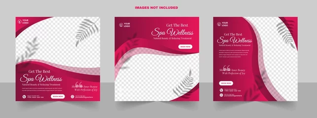 Möbelaufkleber Beauty spa treatments and wellness salon content ideas for social media instant square post banner template © Lizayua