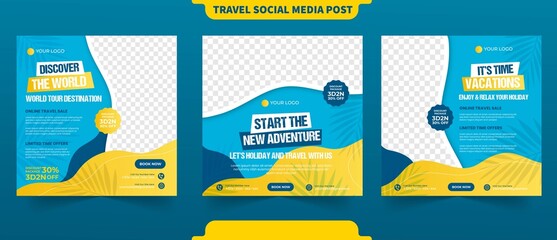 Traveling and holiday tour vacation for instant or social media post banner ads promotion template