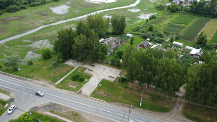  Summer photo of a green village from quadrocopter