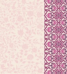 wedding card design, traditional paisley floral pattern , royal India	