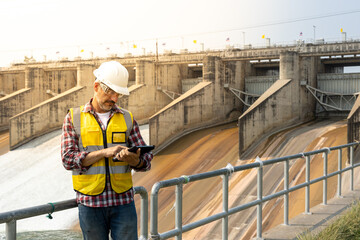 A Dam engineering doing his daily routine inspection work.
