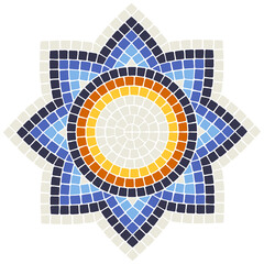 Ancient mosaic element. Decorative antique stone ornament.