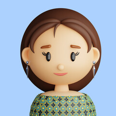 3D cartoon avatar of smiling woman - 516621362