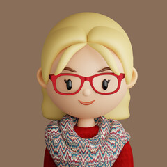 3D cartoon avatar of smiling woman - 516621365