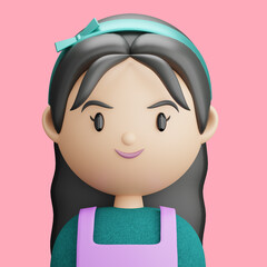 3D cartoon avatar of smiling woman - 516621384