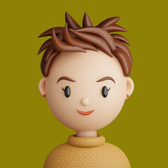 3D cartoon avatar of smiling woman - 516621394