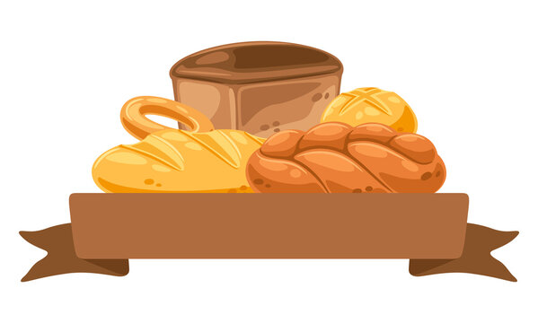 Background with bread. Image for bakeries and groceries. Healthy food.