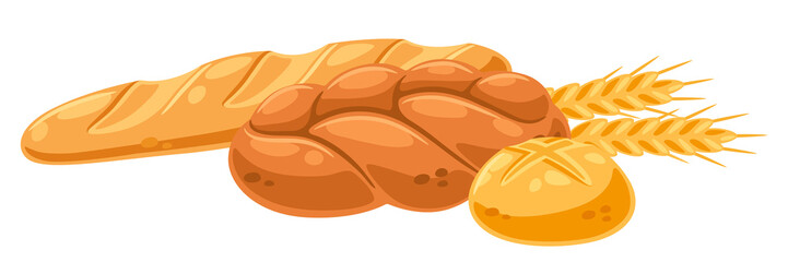 Background with bread. Image for bakeries and groceries. Healthy food.
