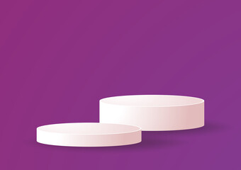 White podium in the Purple room.