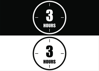 3 hours. Set of white and black clock with appointment.