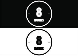 8 hours. Set of white and black clock with appointment.