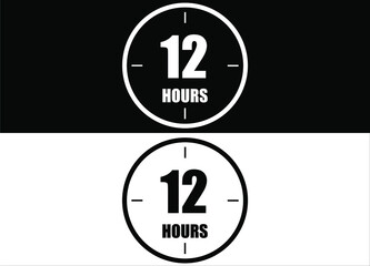 12 hours. Set of white and black clock with appointment.