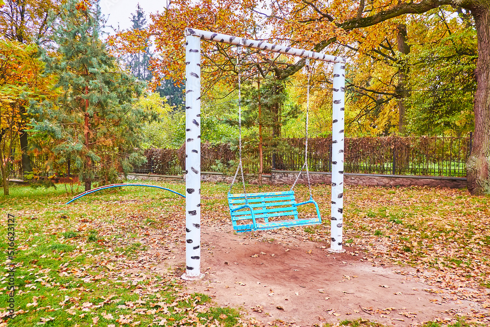 Canvas Prints The swing on playground in Feofania park, Kyiv, Ukraine