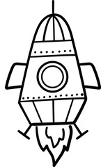 Drawing of a rocket about to land on the moon