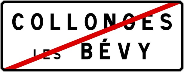 Panneau sortie ville agglomération Collonges-lès-Bévy / Town exit sign Collonges-lès-Bévy