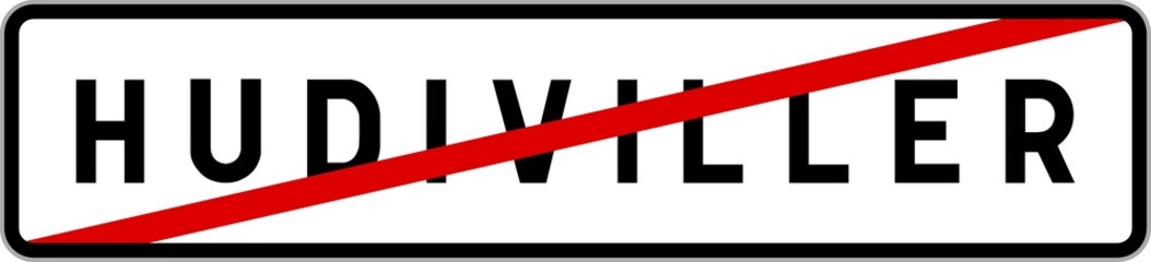 Panneau sortie ville agglomération Hudiviller / Town exit sign Hudiviller