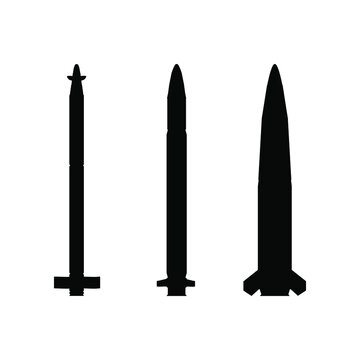 Black silhouette rockets for MLRS. Vector illustration.
