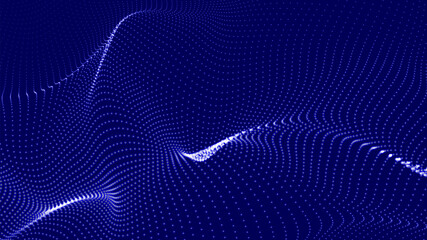 Abstract digital wave of particles. Futuristic point wave. Technology background vector. 3D rendering.