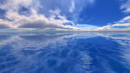 Fototapeta na wymiar Summer Resort Ocean and Skys Water surface 3D illustration.