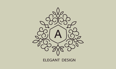 Luxurious monogram. Vector graphic elegant initial A logo, suitable for restaurants, hotels, cafes, shops, fashion, beauty salons, etc.