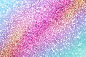 Muurstickers Rainbow glitter sparkle birthday mermaid unicorn pony background celebrate party sequin invite © Stephanie Zieber