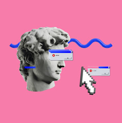 
Vapor Wave Retro Greek Apollo internet web punk cyber background concept style background hipster...