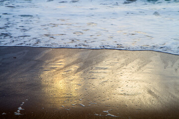 Sunset at Azkorri beach in the coast of Biscay, Basque Country, north of Spain. 
