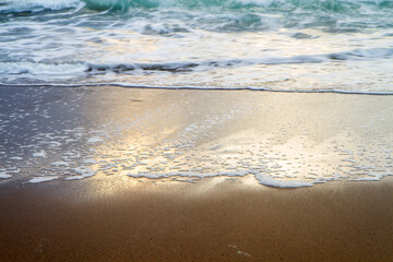 Sunset at Azkorri beach in the coast of Biscay, Basque Country, north of Spain. 