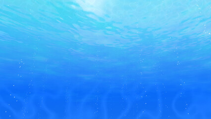 Under the blue sea 3D illustration.