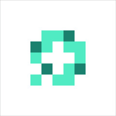 Pixel Cross Medical Logo Design 