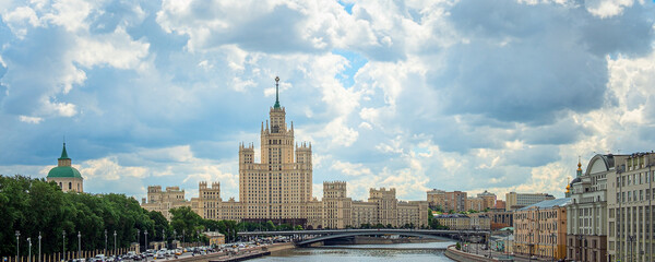 Fototapeta premium Tower building on Kotelnicheskaya embankment in Moscow.