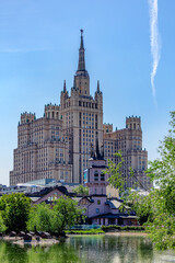 Fototapeta na wymiar Moscow, Russia - June 9, 2022: Skyscraper on the Kudrinskaya Square