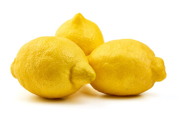 Organic lemon fruits, isolated on white background.