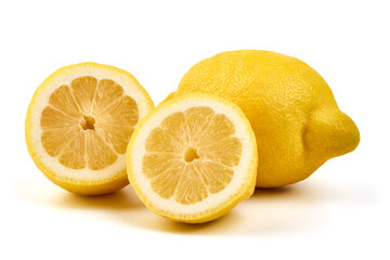 Organic lemon fruits, isolated on white background.
