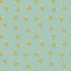 Cute outline leaves seamless pattern. Simple leaf wallpaper. Botanical floral background.