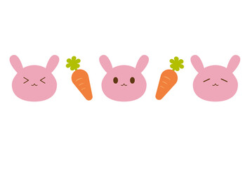 年賀状テンプレート　卯年2023　うさぎとニンジン　賀詞なし