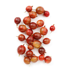 Gooseberry on a white background, fresh juicy fruit.