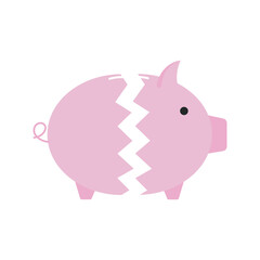 Broken piggy bank icon. Savings. Piggy vector icon isolated on white background.
