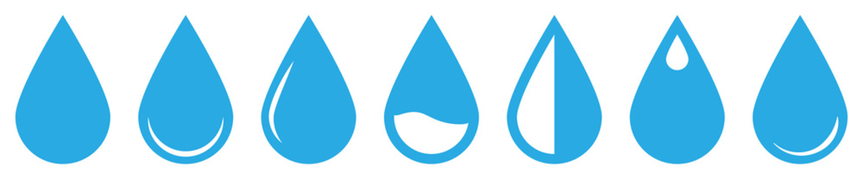Water drop icons set. Vector illustration isolated on white background